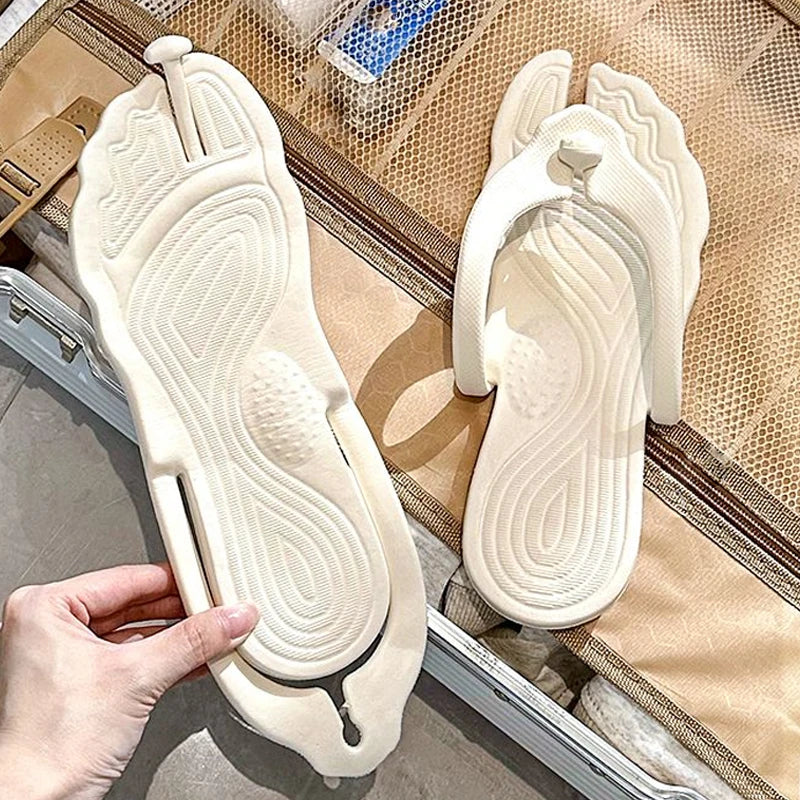 Folding Slippers Trip Travel Portable Slides Women Men Light Home Hotel Salon Homestay Guest Use Sandals Bathing Beach Shoes