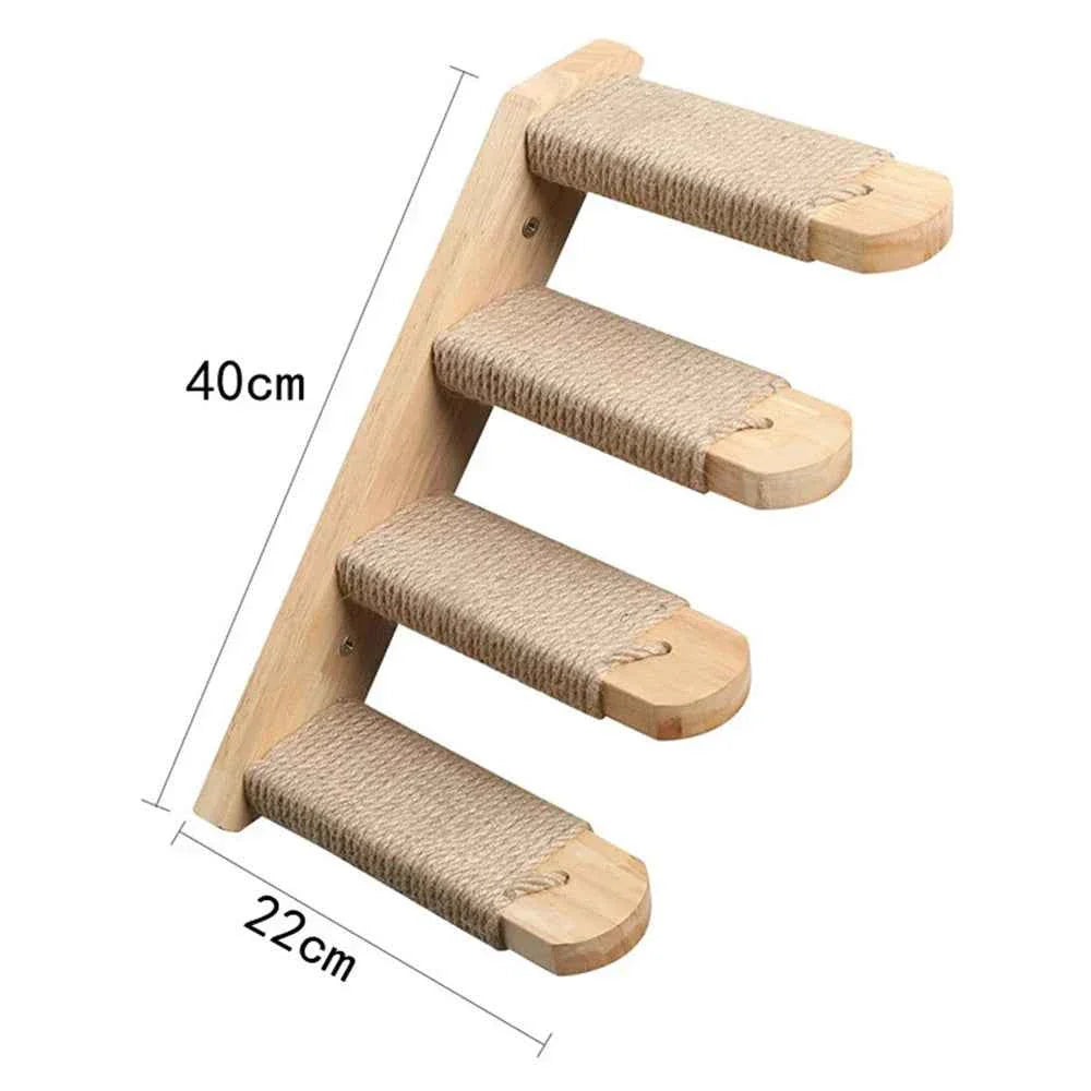 Wall-Mounted Cat Climbing Rope – Solid Wood Pedals & Sisal Scratch Training Toy for Indoor Cats