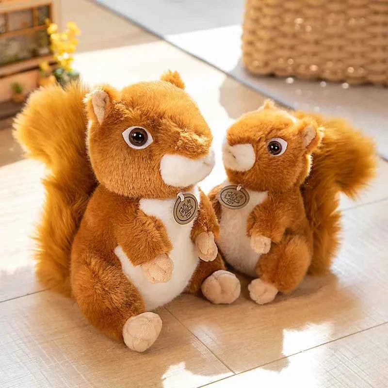 Adorable Realistic Squirrel Plush Toy - Furry Big Tail Stuffed Animal Doll Pillow Gift