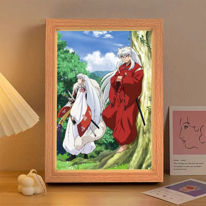 Anime Character Light Picture Frame, Inuyasha Character LED Light, Wall Decoration, Room Night Light, Gift, Moonlight Light