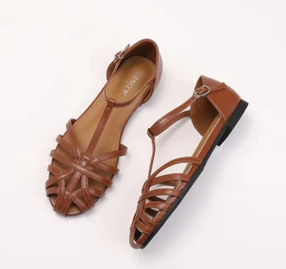 ZAROY Summer Cross Strap Flat Sandals Women Round Toe Ankle Buckle Hollow Casual Roman Sandalia Zapatos De Mujer сандали