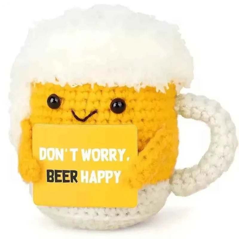 Funny Crochet Emotional Support Coffee Doll Card Desktop