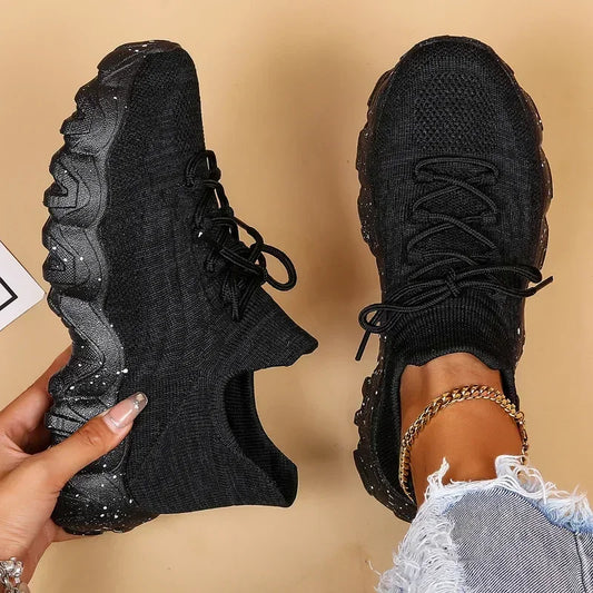 Zapatillas cómodas de suela blanda para mujer, transpirables, de punto, planas, ligeras, sin cordones, mocasines, antideslizantes, deportivas para correr