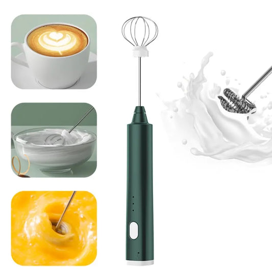 1 Batidora de huevos de mano recargable por USB, 3 velocidades, espumador de leche eléctrico, fabricante de espuma, mezclador de café, batidor de bebidas, espumador.