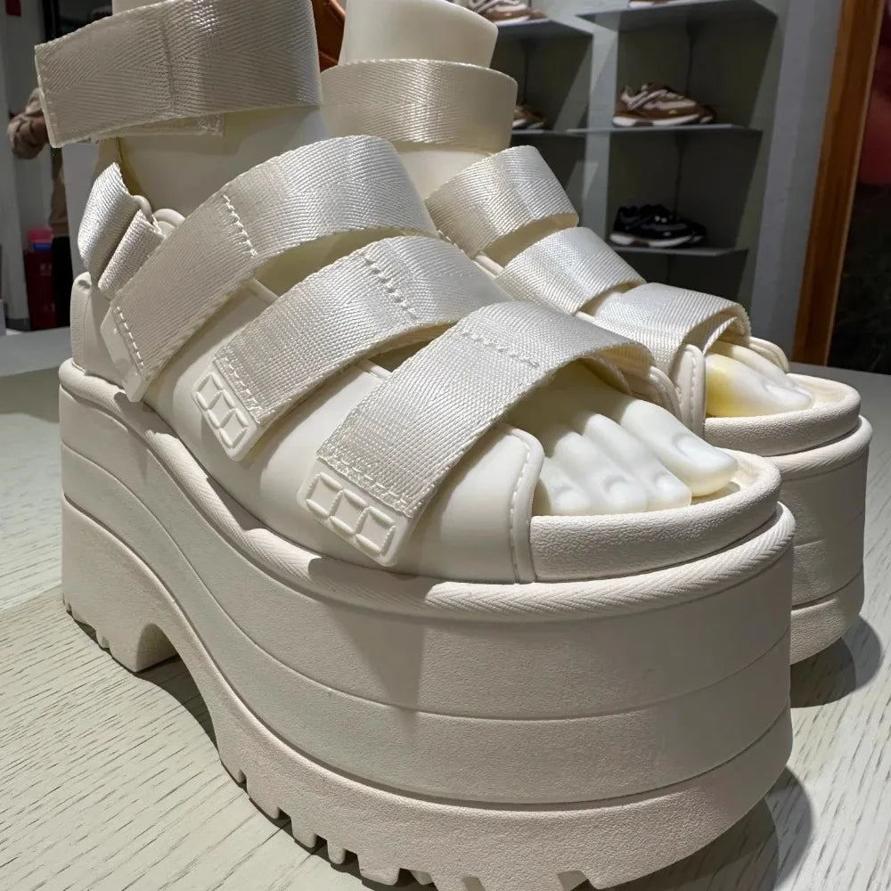 11CM High Platform Sandals Women Summer Hidden Heel Casual Mules Shoes Female Outside Beach Slipper Breathable Chunky Sneakers