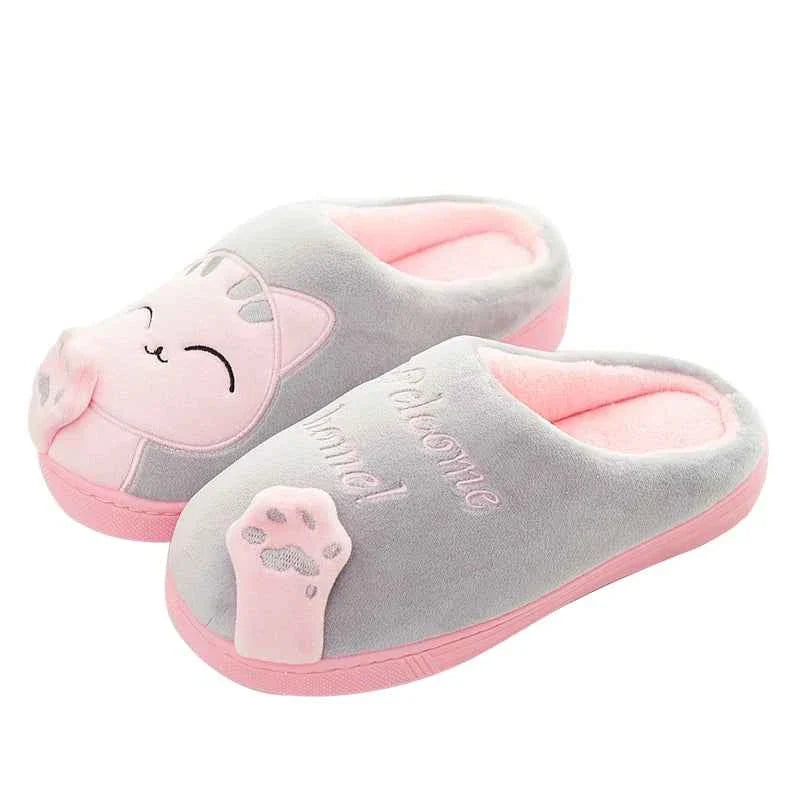 Women's Kawaii Cat Decor Slippers Comfortable Plush Lined