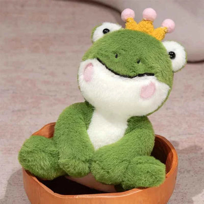 Funny Cute Green Frog Prince Plush Toy Soft