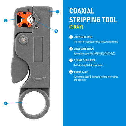 1PCS Ethernet Cable Stripper RJ45 Cat5 Cat6 Network Hand Tool Pliers Line UTP FTP Coax Coaxial Cutter Wire Stripping Tool