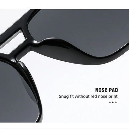 Fashionable Large Frame Retro Sunglasses, New Ocean Film Double Bridge Rice Nail Design, Anti-UV Sun Protection Eyewear