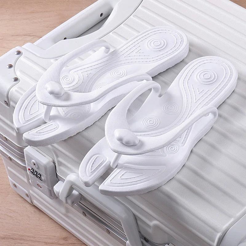 Folding Slippers Trip Travel Portable Slides Women Men Light Home Hotel Salon Homestay Guest Use Sandals Bathing Beach Shoes