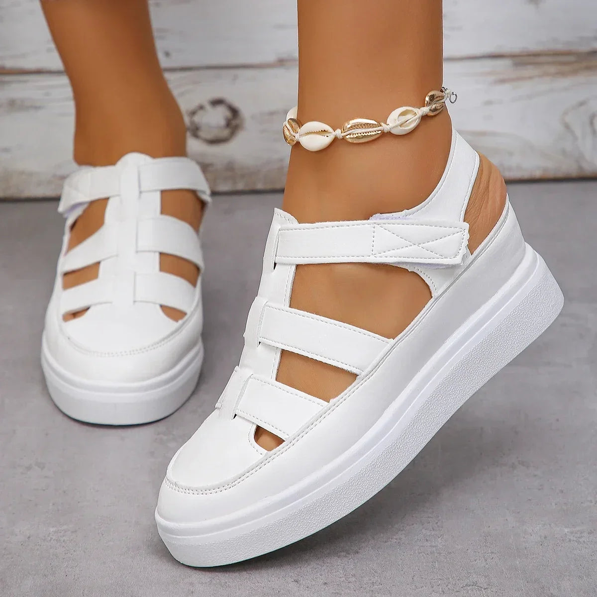 Women Sandals New Summer Wedges Heels Platform Sandals Women Hollow Out Gladiator Sandals Breathable Thick Sole Shoes for Women