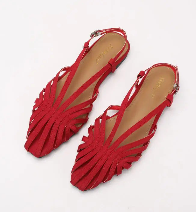 ZAROY Narrow Band Women Flat Sandals Large Size Designer Brand Banquet Wedding Shoes Summer Hollow Beach Gladiator Sandalias