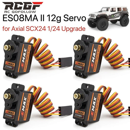 1-4PCS Emax ES08MA II Servo Motor SCX24 Servo 12g 15T Mini Servo con engranajes metálicos para mejoras en Axial SCX24 90081 Axi00006 Axi00002