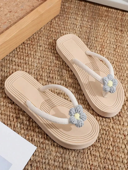 Women Flat Sandals Thong Flip Flops Cute Pink Open Toe Beach Shoes, Simple Style For Holiday & Beach