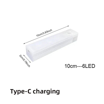 Motion Sensor Lamp Night Light Wireless LED USB Type C Rechargeable Lamp for Kitchen Cabinet Bedroom Wardrobe Staircase Lighting