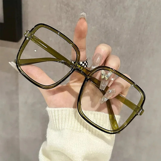 Gafas de gran tamaño cuadradas transparentes para mujer, antiluz azul, gafas de ordenador, unisex, color negro, gafas ópticas
