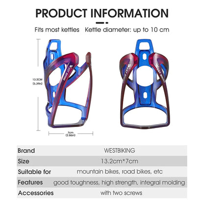 WEST BIKING Bicycle Water Bottle Cage Colorful Gradient Cycling Bottle Holder Ultralight MTB Road Bike Water Bottle Bracket