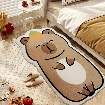 Cute Capybara Rug Warmth-Retaining & Non-Slip Bedroom & Mat