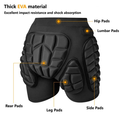 Protective Padded Shorts and Pads for Skiing and Skating