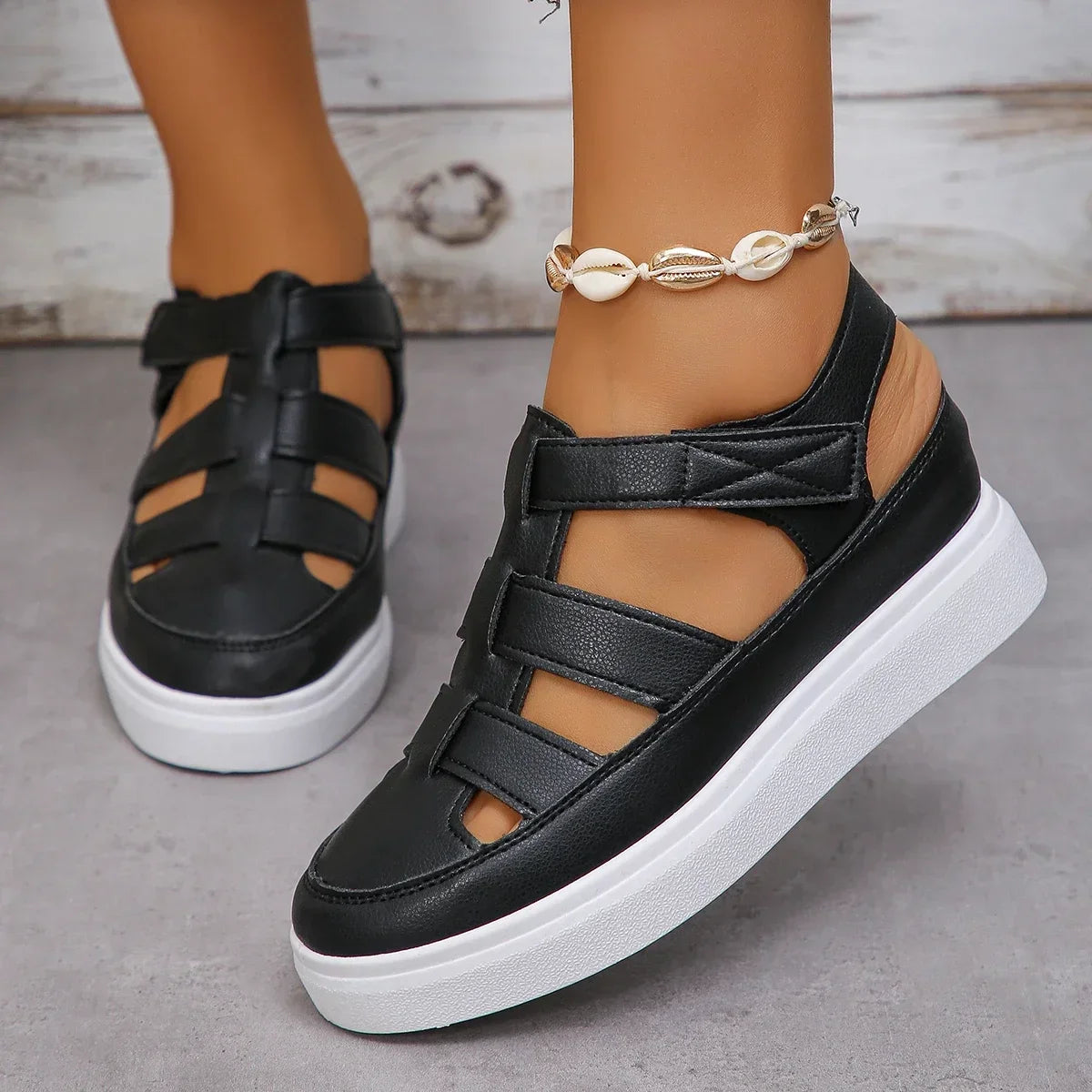 Women Sandals New Summer Wedges Heels Platform Sandals Women Hollow Out Gladiator Sandals Breathable Thick Sole Shoes for Women