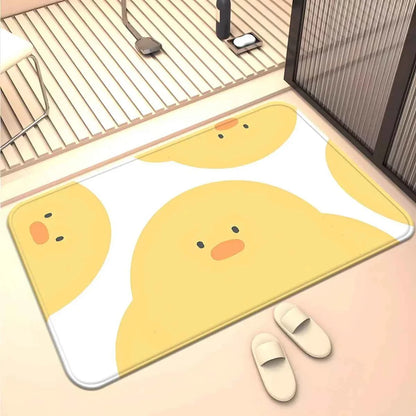 Cute Yellow Duck Face Doormat Non-Slip Absorbent Rug