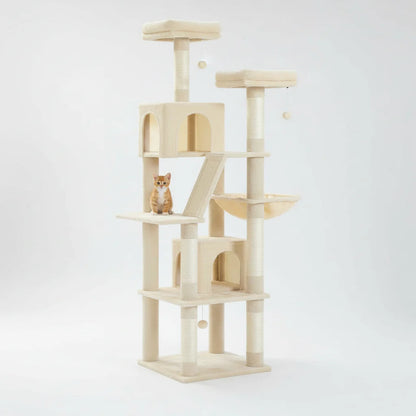 Extra Tall Cat Tree Tower – 6–7 ft Multi-Level Plush Condo with Scratching Posts