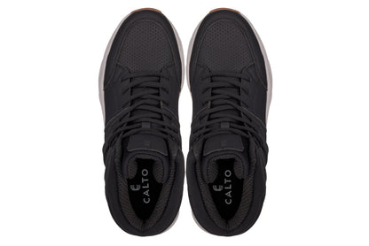 CALTO - S23411 - 3.2 Inches Taller (Black/Grey Sole) - High-Top Height-Boosting Sneaker