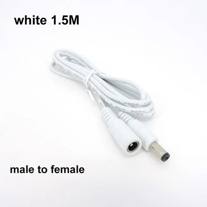 22awg 3A DC Male To male female Power supply Adapter white black cable Plug 5.5x2.1mm Connector wire 12V Extension Cords