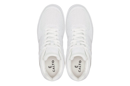 CALTO - S2531 - 2.2 Inches Taller (White) with Gum Sole - Contemporary Casual Sneaker