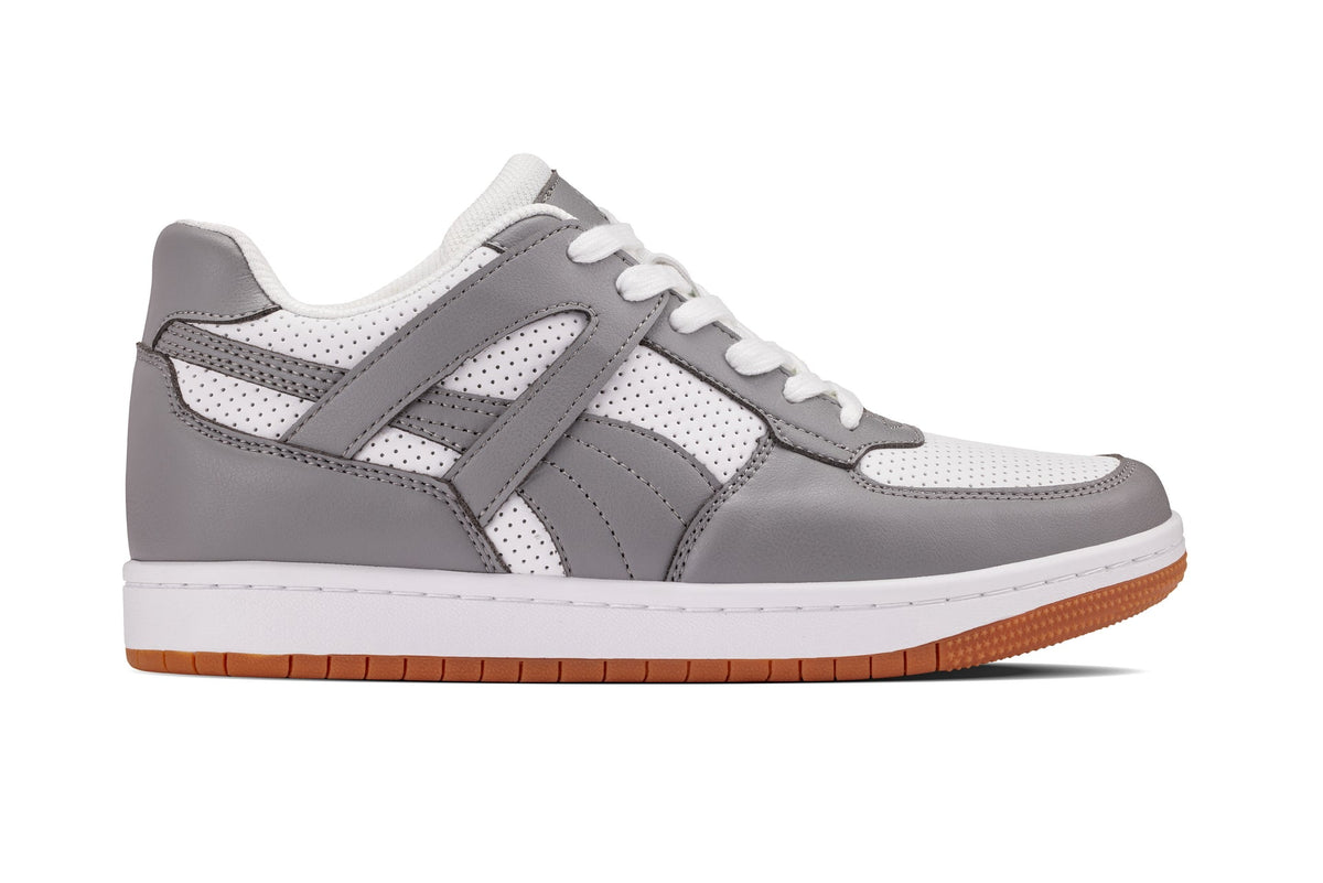 CALTO - S2532 - 2.2 Inches Taller (Grey/White) with Gum Sole - Contemporary Casual Sneaker