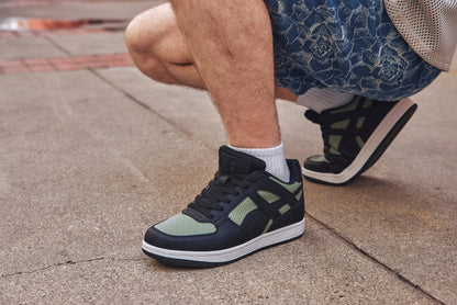 CALTO - S2533 - 2.2 Inches Taller (Black/Green) - Contemporary Casual Sneaker