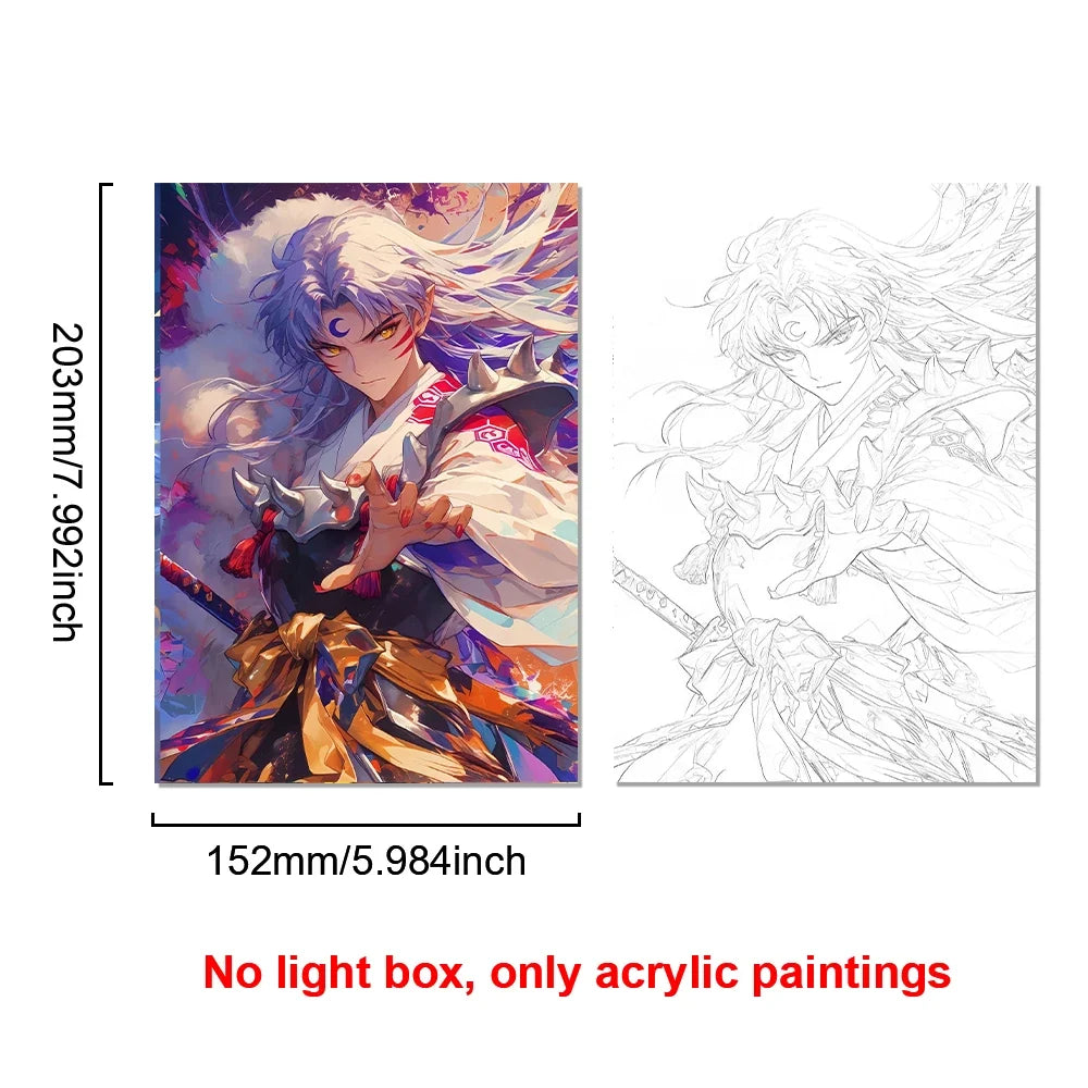 Anime Character Light Picture Frame, Inuyasha Character LED Light, Wall Decoration, Room Night Light, Gift, Moonlight Light
