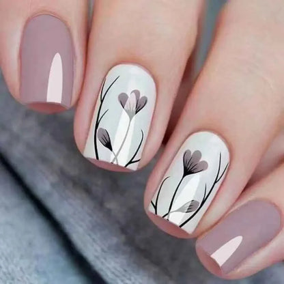 24Pcs Pink French Cartoon Snail Press-On False Nails