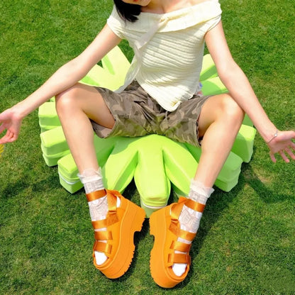 11CM High Platform Sandals Women Summer Hidden Heel Casual Mules Shoes Female Outside Beach Slipper Breathable Chunky Sneakers