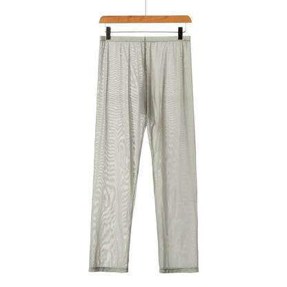 Men's Sleep Bottoms Transparent Mesh Breathable Pajamas for Men Sleepwear Leggings