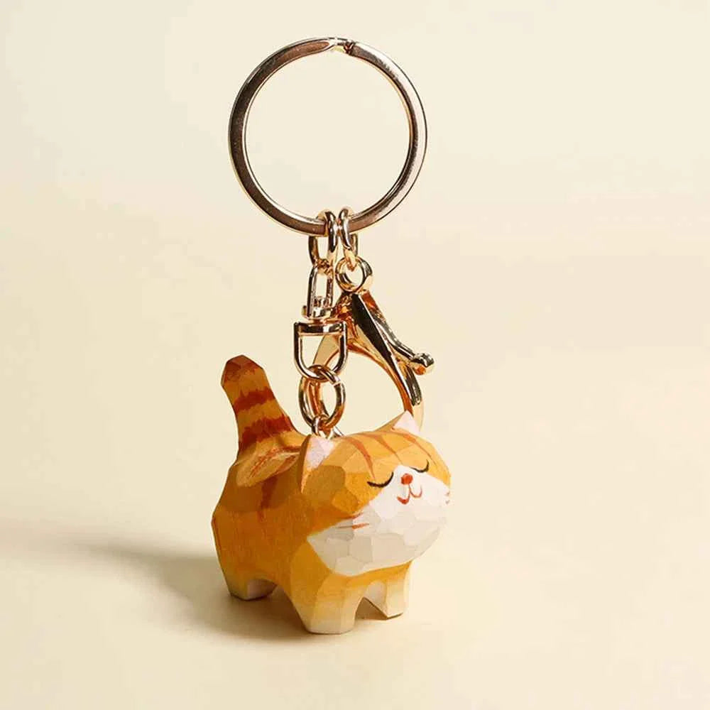 Wooden Cat Statue Handmade – Orange Cat Home Decoration & Gift Idea