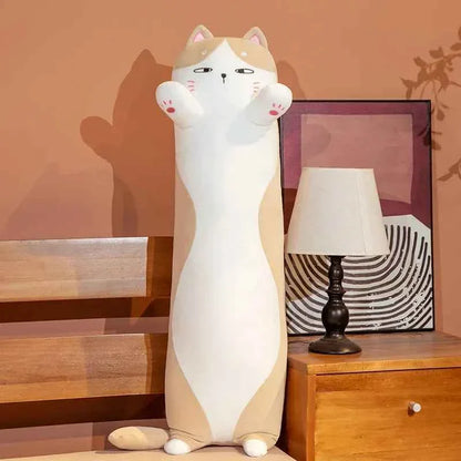 Giant Long Cat Plush Toy (35.4/43.3 in) - Cylindrical Animal Bolster Sleeping Pillow Gift