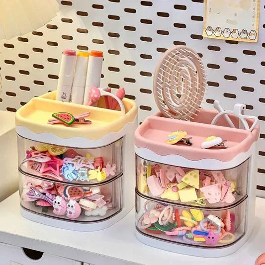 2 Layers Cute Children's Hair Accessories Storage Box