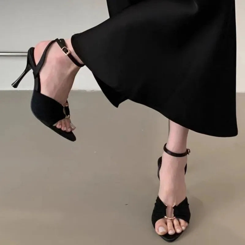Sexy Super-high Heels Women Sandals Fad Pointed Toe Heeled Shoes 2025 Summer Stilettos Pumps Elegant Slingback Chaussures Femme