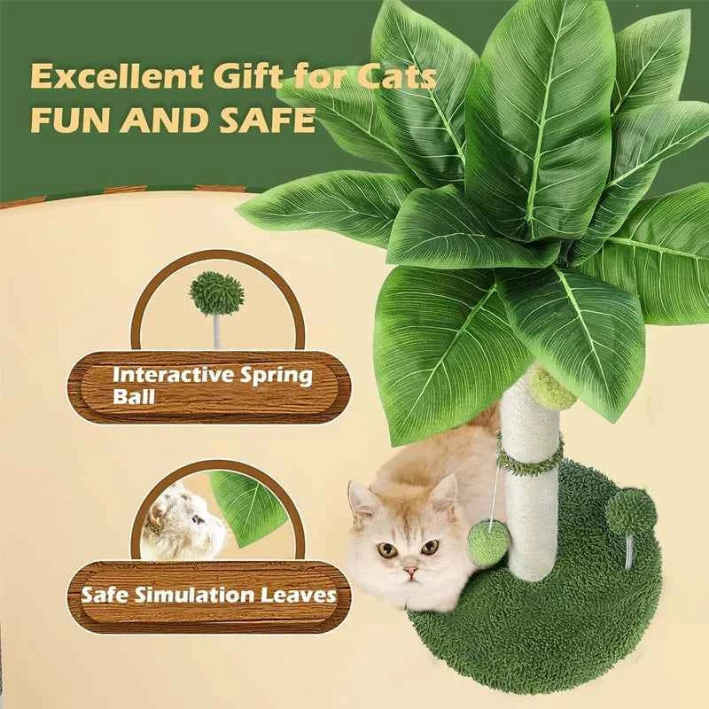 Cat Scratching Post Tree 65cm – Sisal Rope Scratch Tower with Hanging Toys