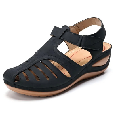 Summer Women Sandals Retro Hollow Out Leather Shoes Comfortable Soft Sole Ladies Beach Sandals Female Breathable Wedge Sandalia