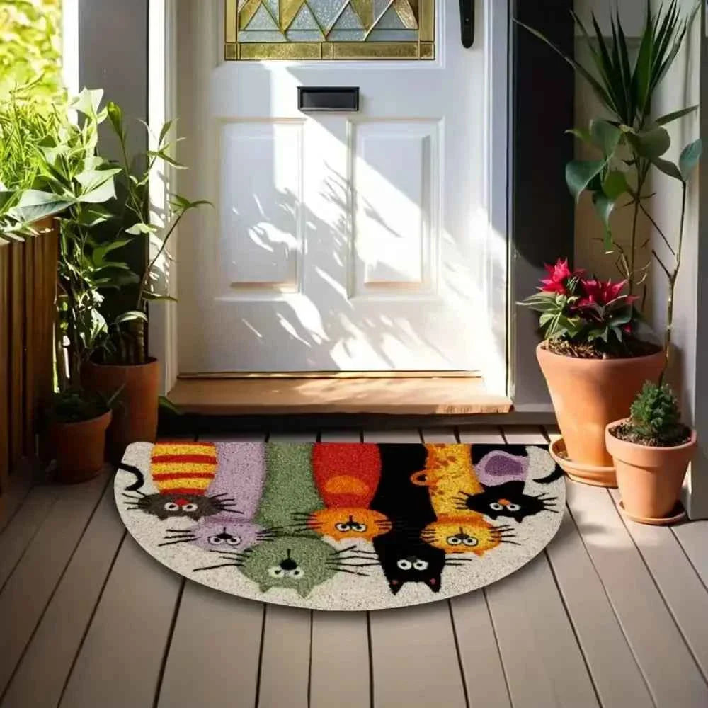 Cartoon Kitten Family Carpet Colorful Welcome Mat Doormat