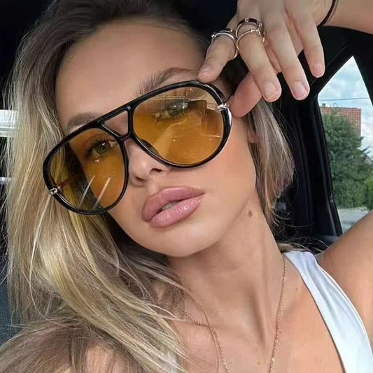 Senderismo 3 piezas Gafas de sol de moda extragrandes con montura ovalada para mujer, gafas de sol informales para exteriores, marca femenina, varios colores