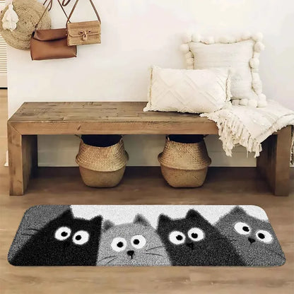 Cartoon Kitten Bath Mat Soft Cosy Noise-Reducing Bathroom