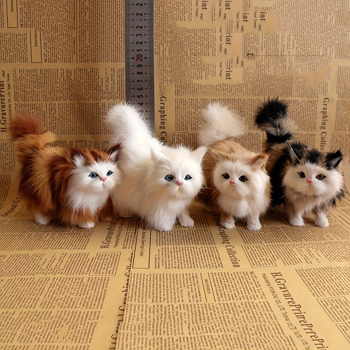 Soft Simulation Cat Plush Toys Stuffed Kitten Model Fake Cats Realist Animals for Birthday Valentine's Day Gift