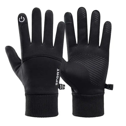 Black Winter Warm Full Fingers Waterproof Cycling Outdoor Sports Running Motorcycle Ski Touch Screen Fleece Gloves Snow Gloves