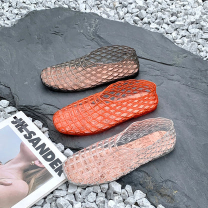 2025 Women's New Flat Sandals with Hollow PVC Breathable Summer Outerwear Baotou Bag and Casual Jelly Sandals