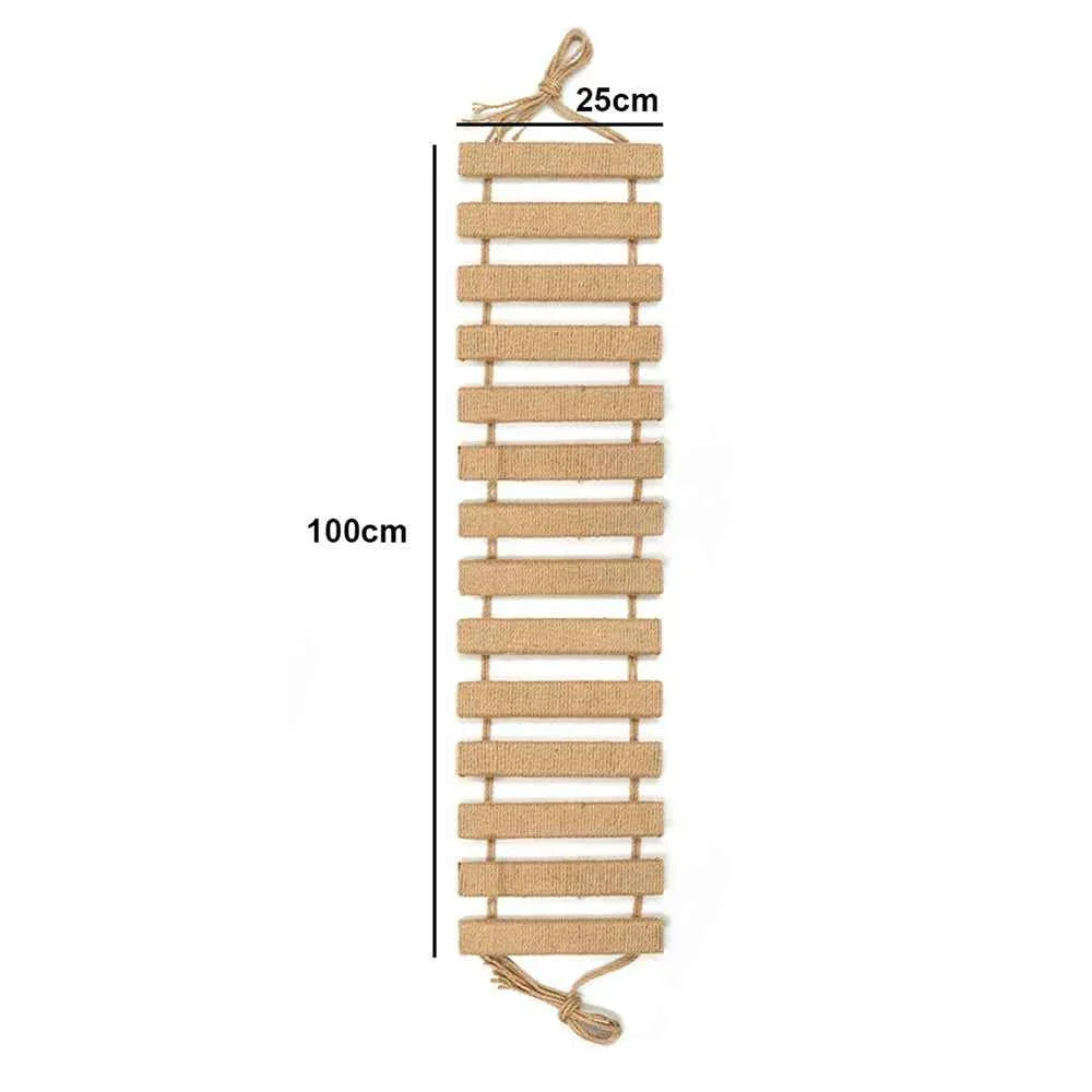 Cat Climbing Bridge & Ladder – Wooden Cat Tower with Sisal Rope Scratching Post for Indoor Cats