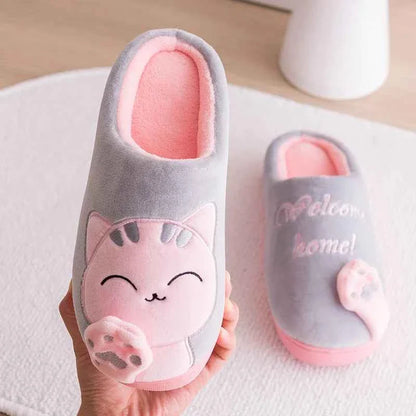 Women's Kawaii Cat Decor Slippers Comfortable Plush Lined