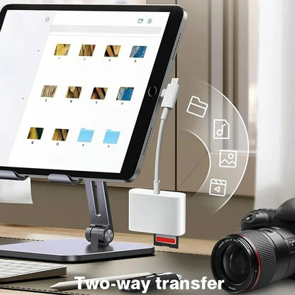 3 in 2 OTG Card Reader Type-C Lightning to SD/TF/USB Memory Card Adapter For Laptops iPhone 17 Multi-Function Smart Card Reader